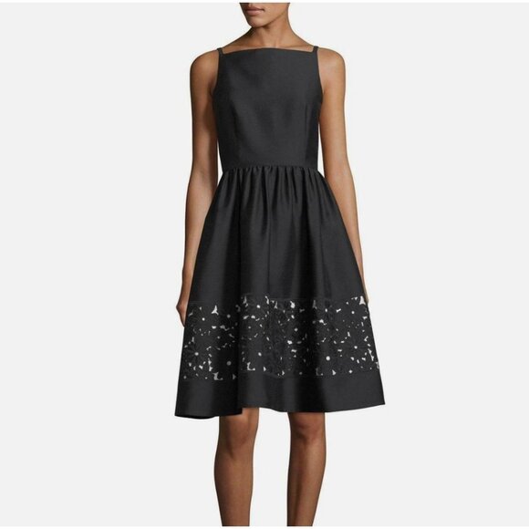 kate spade Dresses & Skirts - Kate Spade Lace Panel Fit and Flare Dress 14 Black Bateau Neck Sleeveless